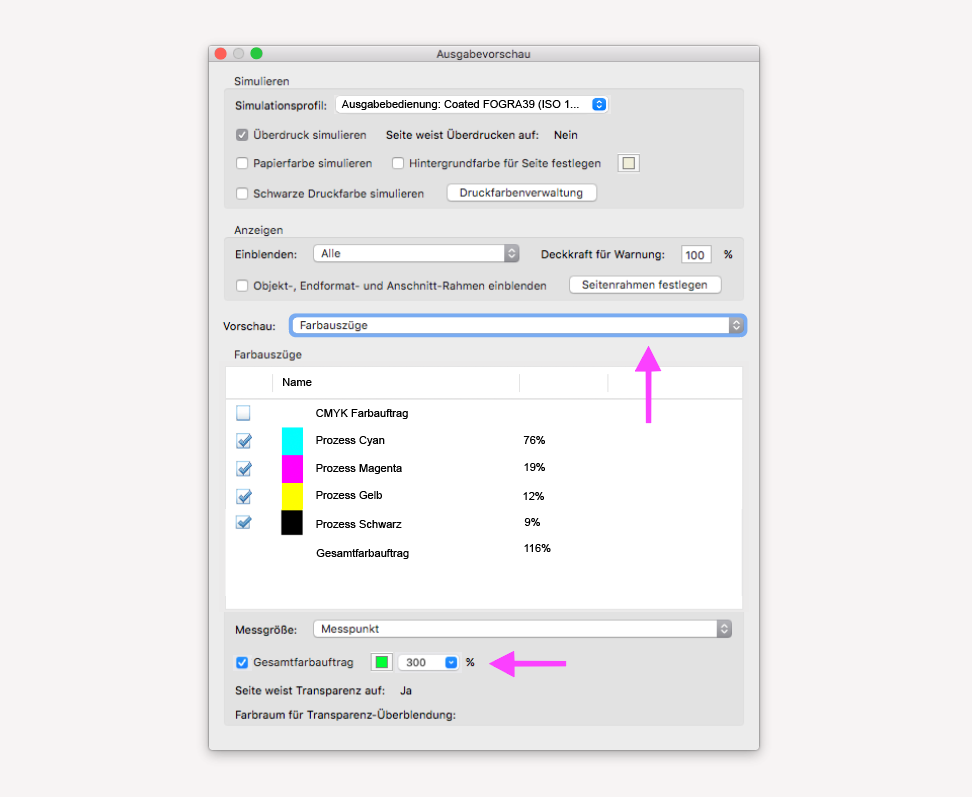 Tintenabdeckung in Adobe Acrobat Pro überprüfen