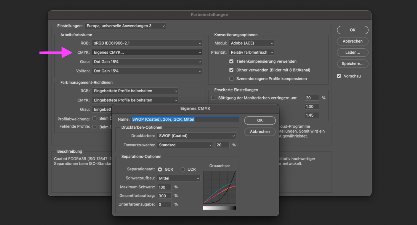 Tintenabdeckung in Photoshop überprüfen
