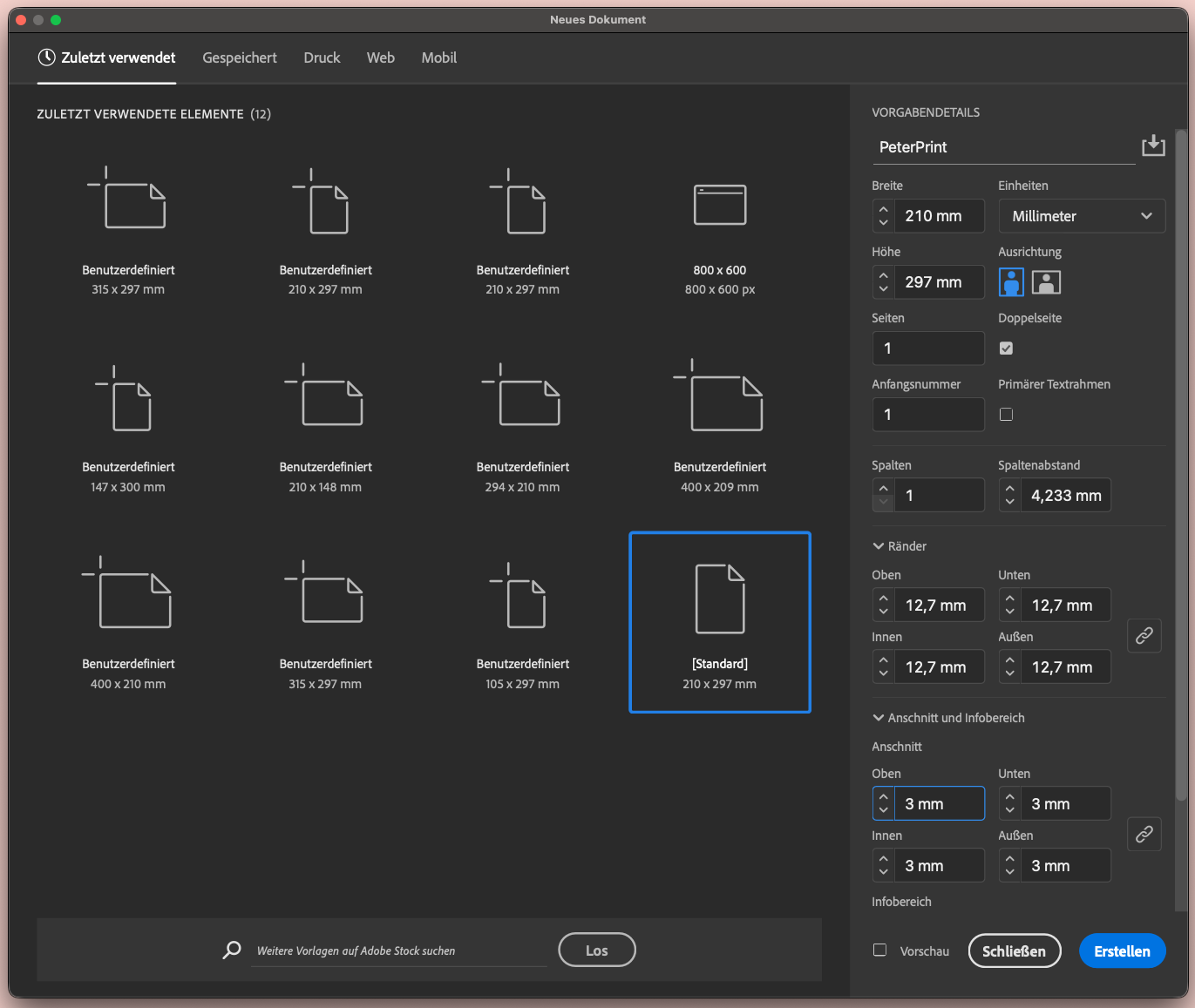 Anschnitt einstellen Adobe InDesign