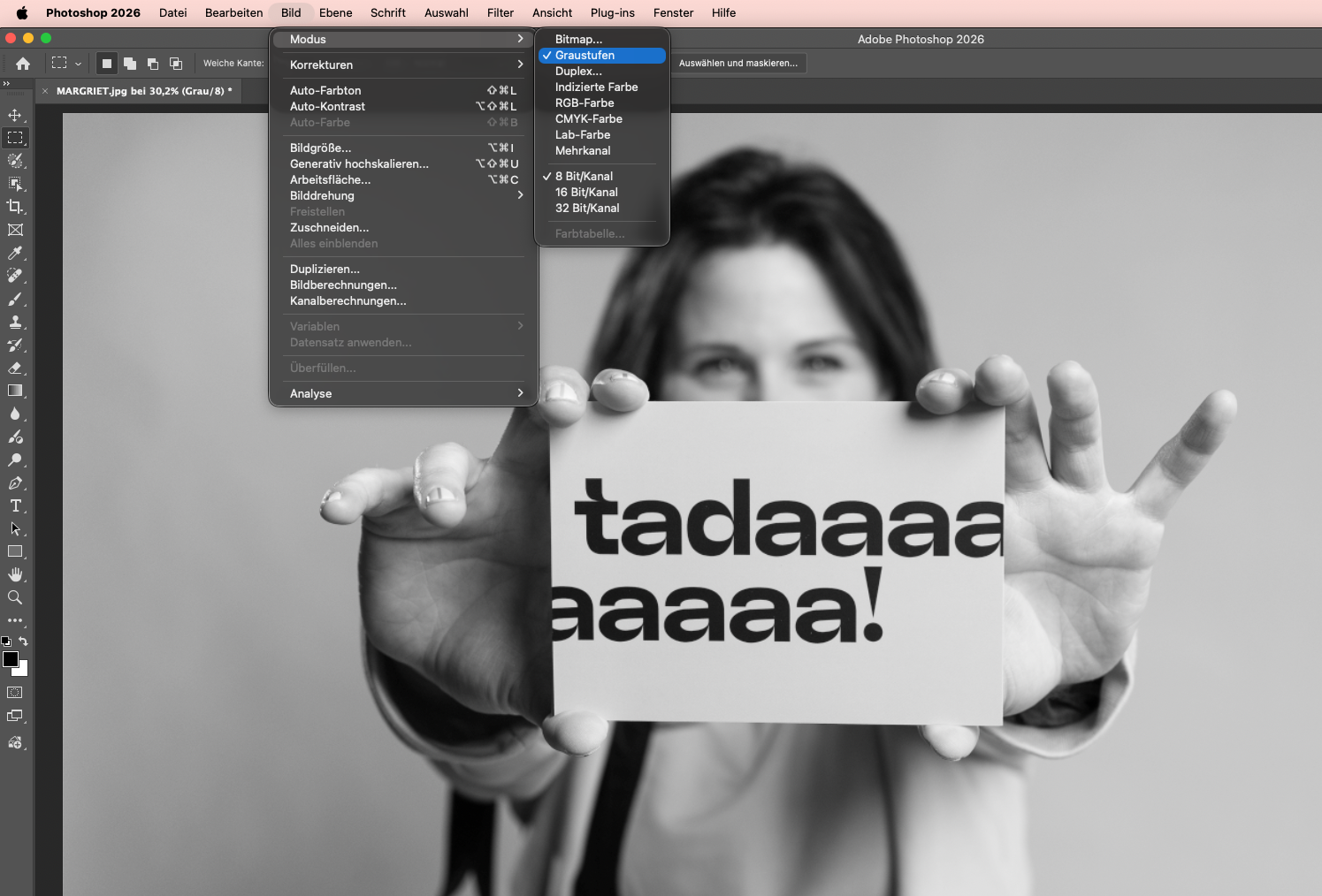Bildmodus in Graustufen umwandeln