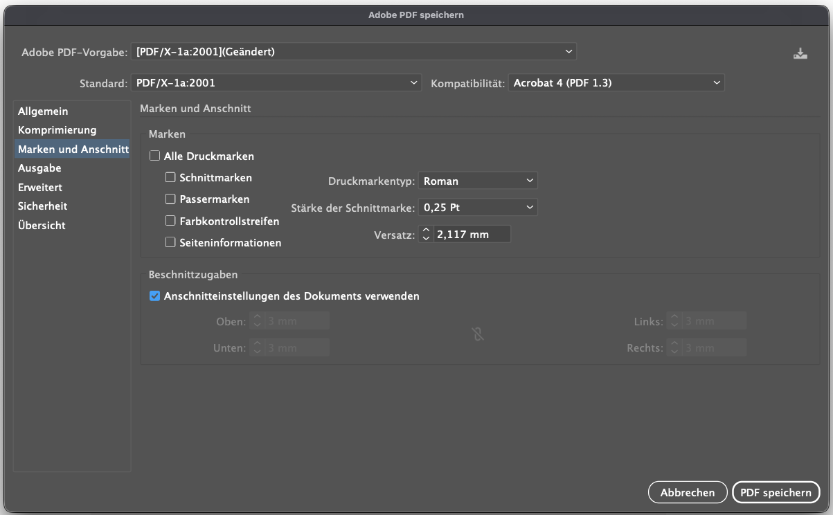 PDF speichern in Illustrator