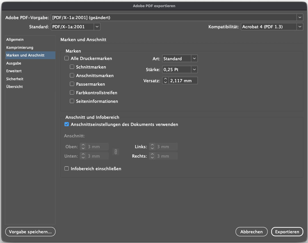 PDF speichern in InDesign