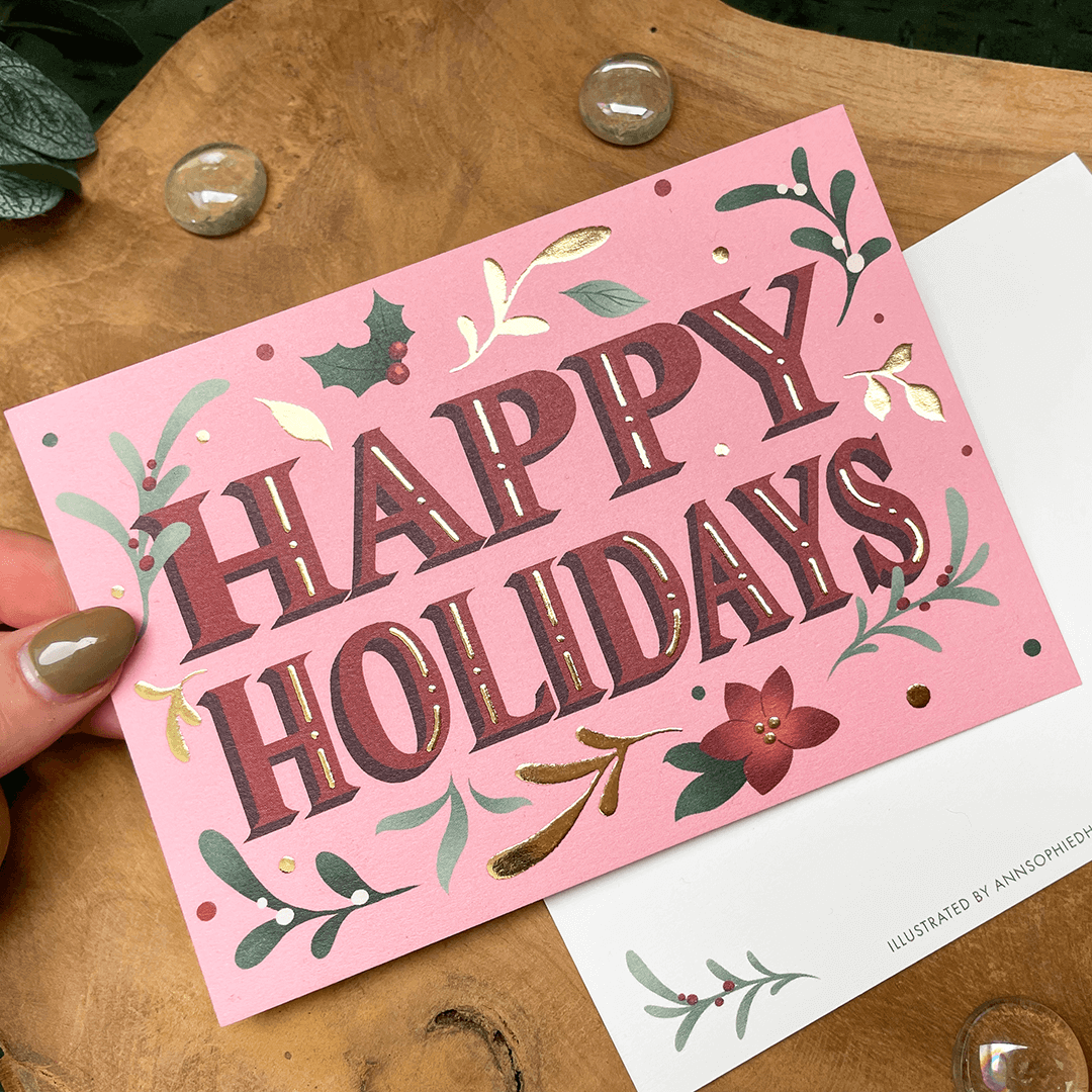 Weihnachtskarte mit goldener Folienprägung