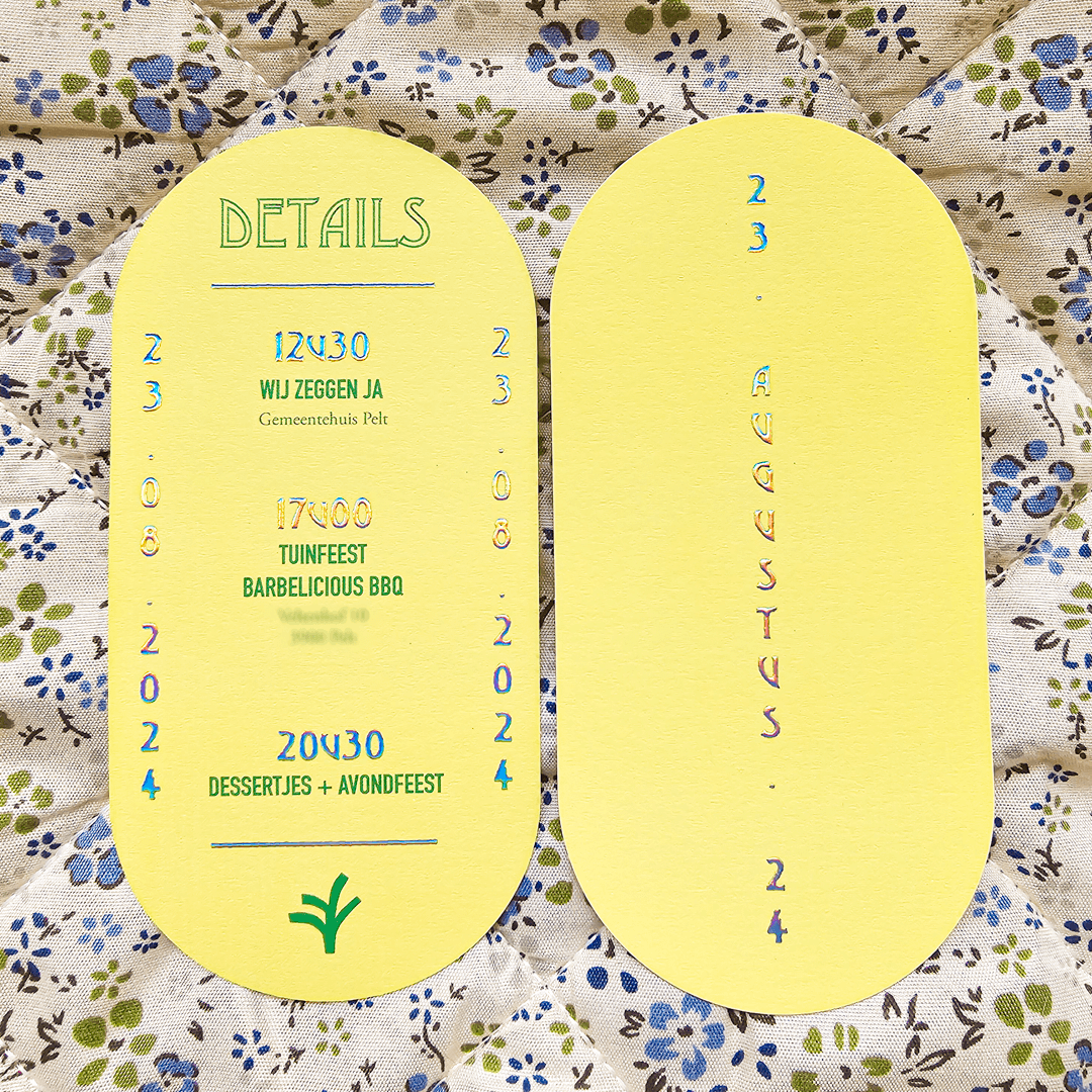 Hochzeitskarte mit holografischer Folienprägung