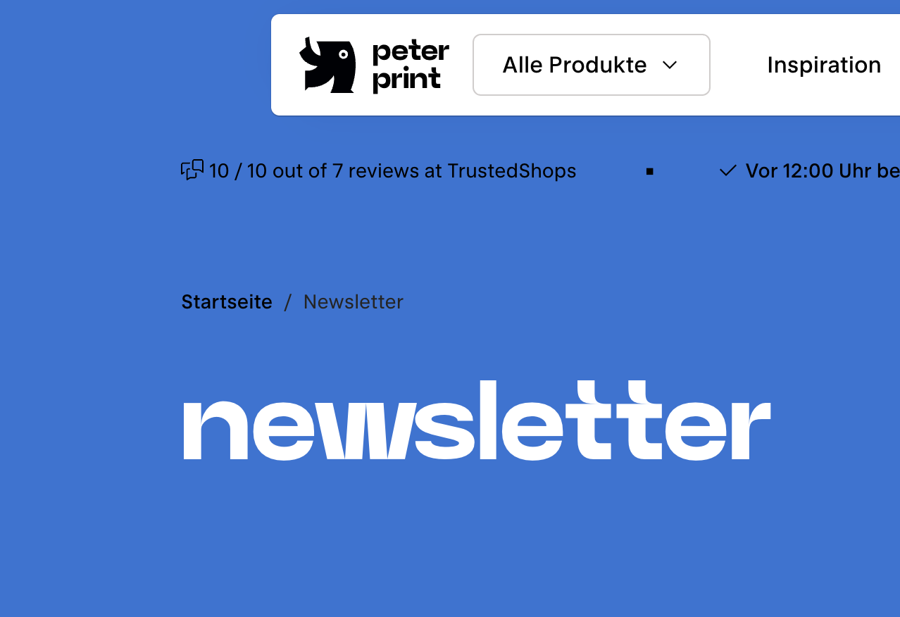 Newsletter PeterPrint anmelden