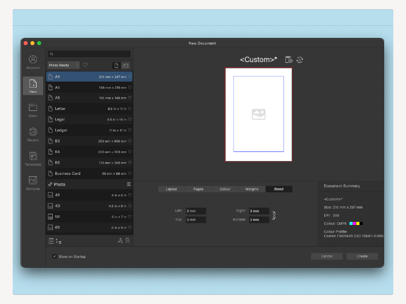 Beschnitt einstellen Affinty Publisher 2
