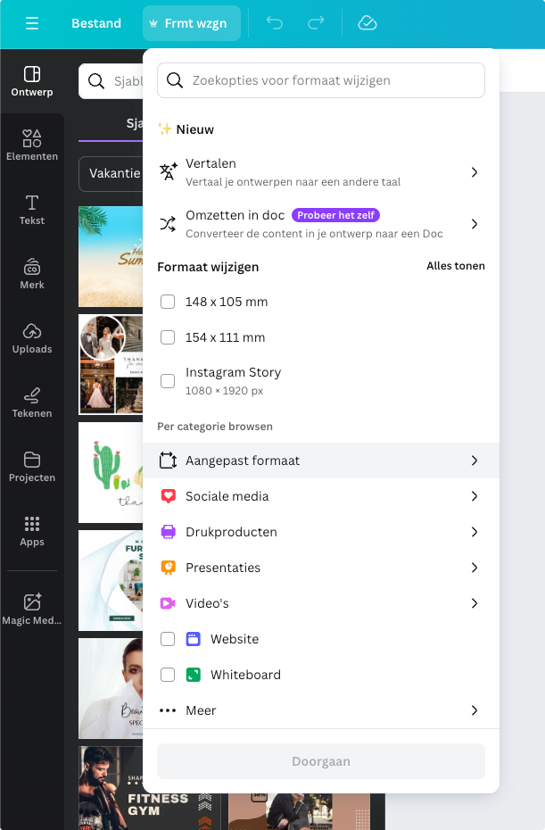 Format ändern in Canva Pro