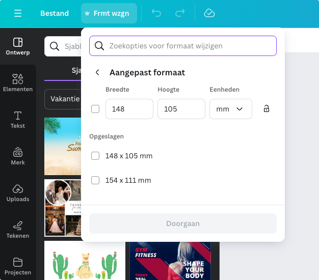 Format anpassen in Canva Pro