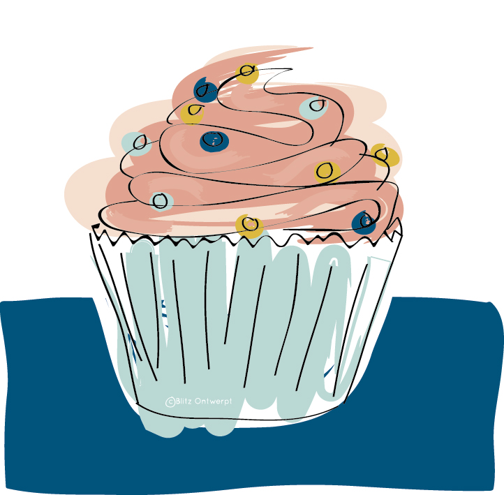Geïllustreerde cupcake door Blitz Ontwerpt