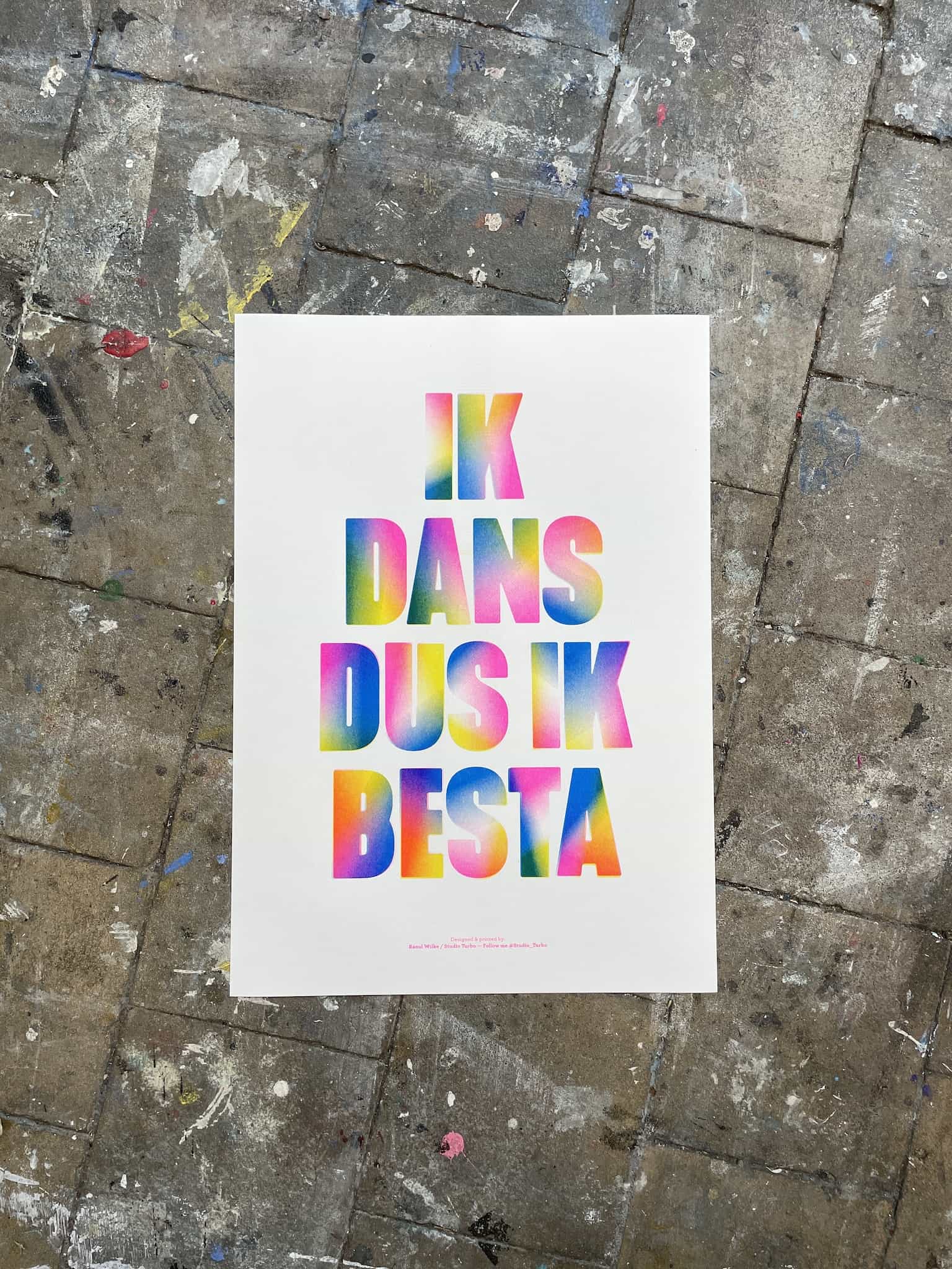 poster met tekst 'Ik dans dus ik besta'